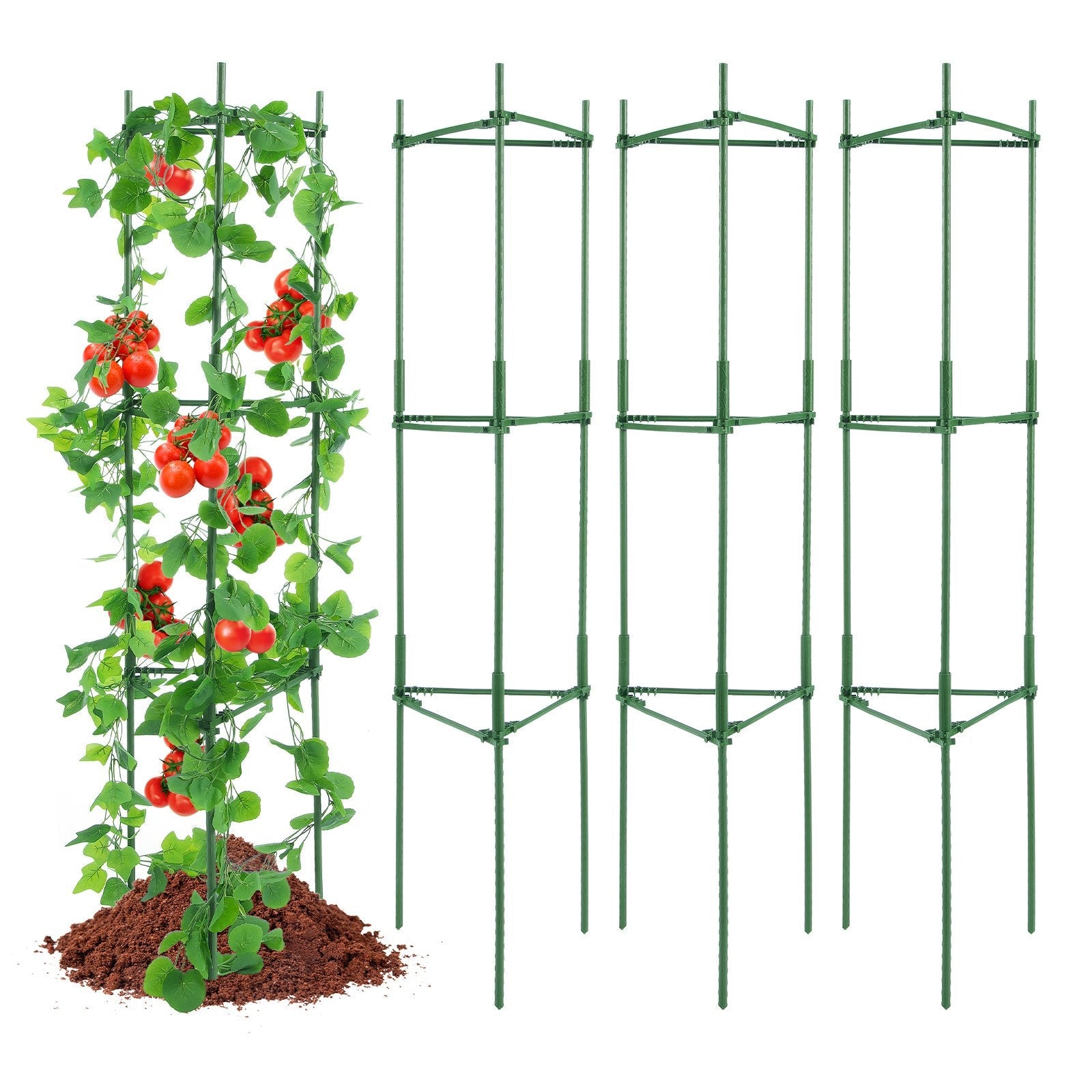 VEVOR 4 Packs Tomato Cages for Garden 63" Tomato Plant Stakes Support Cage 