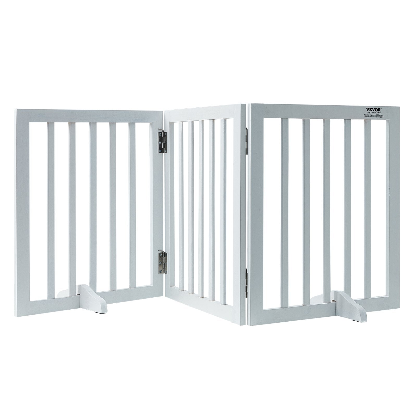VEVOR Free Standing Dog Gate, 24" H x 60" W Freestanding Pet Gate, 3 Panels Foldable Dog Gate for Wide and Narrow Passageways, Expandable Dog Barrier with Silent Foot Support for Indoor, White 