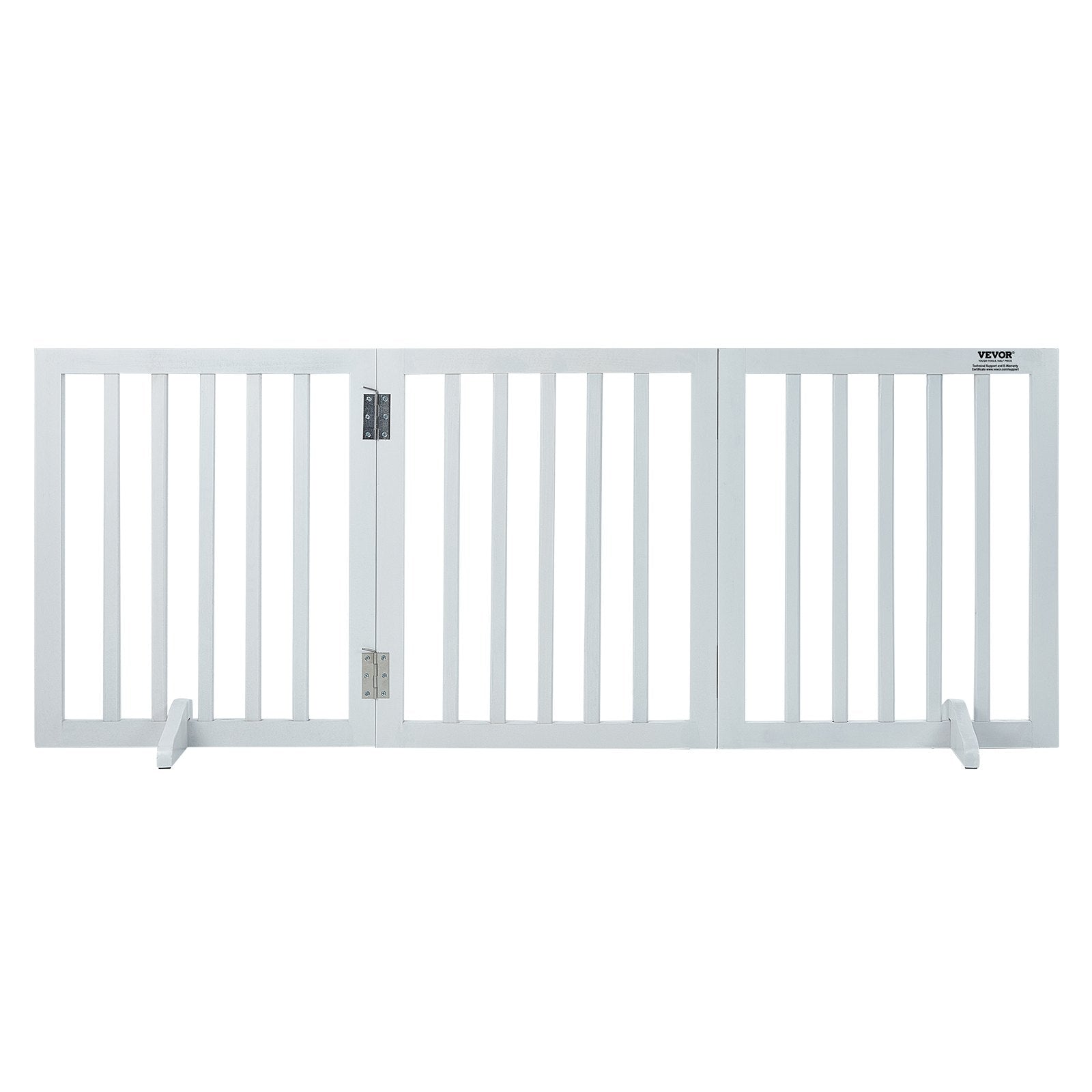 VEVOR Free Standing Dog Gate, 24" H x 60" W Freestanding Pet Gate, 3 Panels Foldable Dog Gate for Wide and Narrow Passageways, Expandable Dog Barrier with Silent Foot Support for Indoor, White 