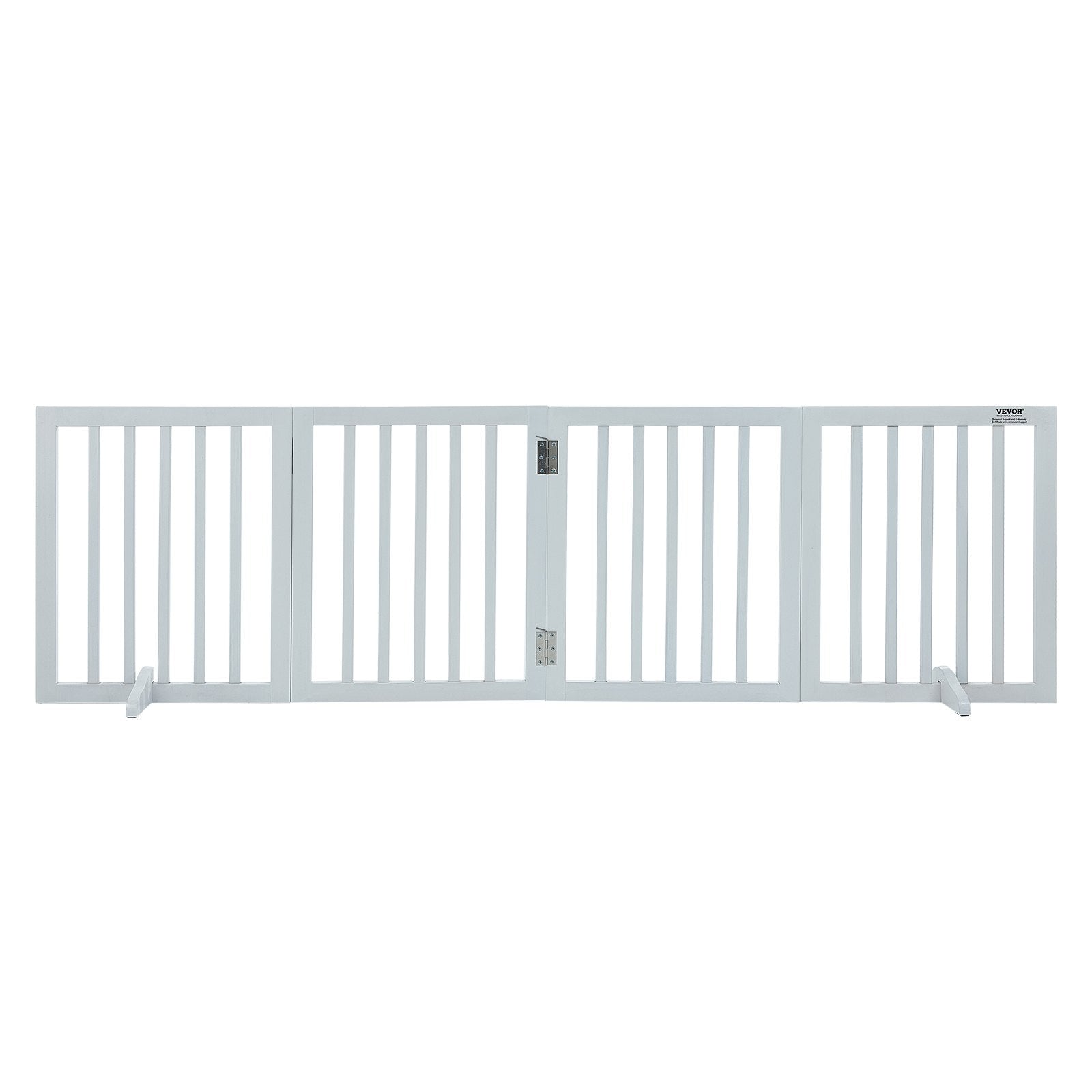 VEVOR Free Standing Dog Gate, 24" H x 80.3" W Freestanding Pet Gate, 4 Panels Foldable Dog Gate for Wide and Narrow Passageways, Expandable Dog Barrier with Silent Foot Support for Indoor, White 