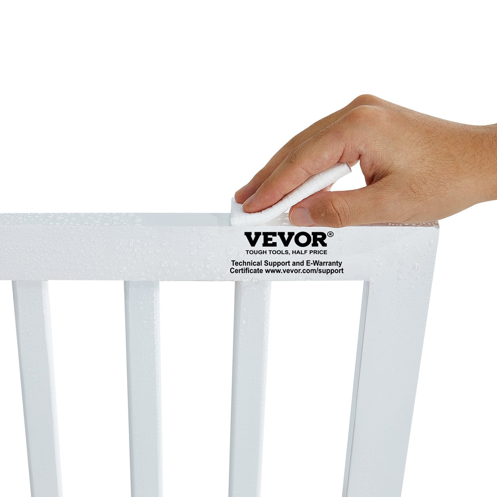 VEVOR Free Standing Dog Gate, 24" H x 80.3" W Freestanding Pet Gate, 4 Panels Foldable Dog Gate for Wide and Narrow Passageways, Expandable Dog Barrier with Silent Foot Support for Indoor, White 