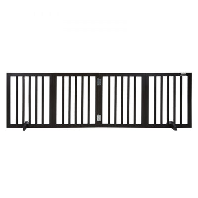 VEVOR Free Standing Dog Gate, 24" H x 80.3" W Freestanding Pet Gate, 4 Panels Foldable Dog Gate for Wide and Narrow Passageways, Expandable Dog Barrier with Silent Foot Support for Indoor, Brown 