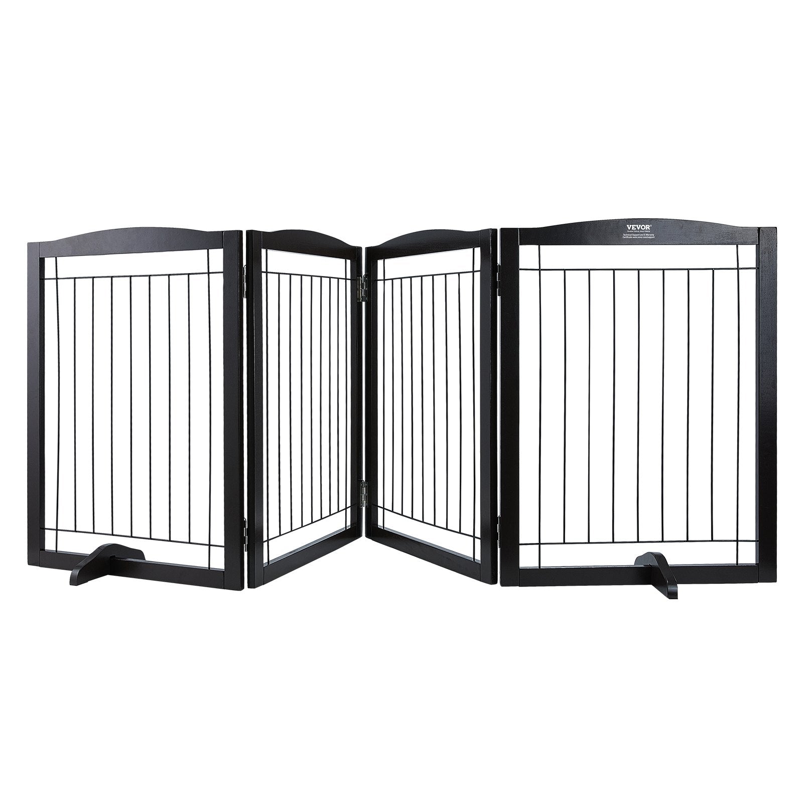 VEVOR Free Standing Dog Gate, 32" H x 96.5" W Freestanding Pet Gate, 4 Panels Foldable Dog Gate for Wide and Narrow Passageways, Expandable Dog Barrier with Silent Foot Support for Indoor, Brown 