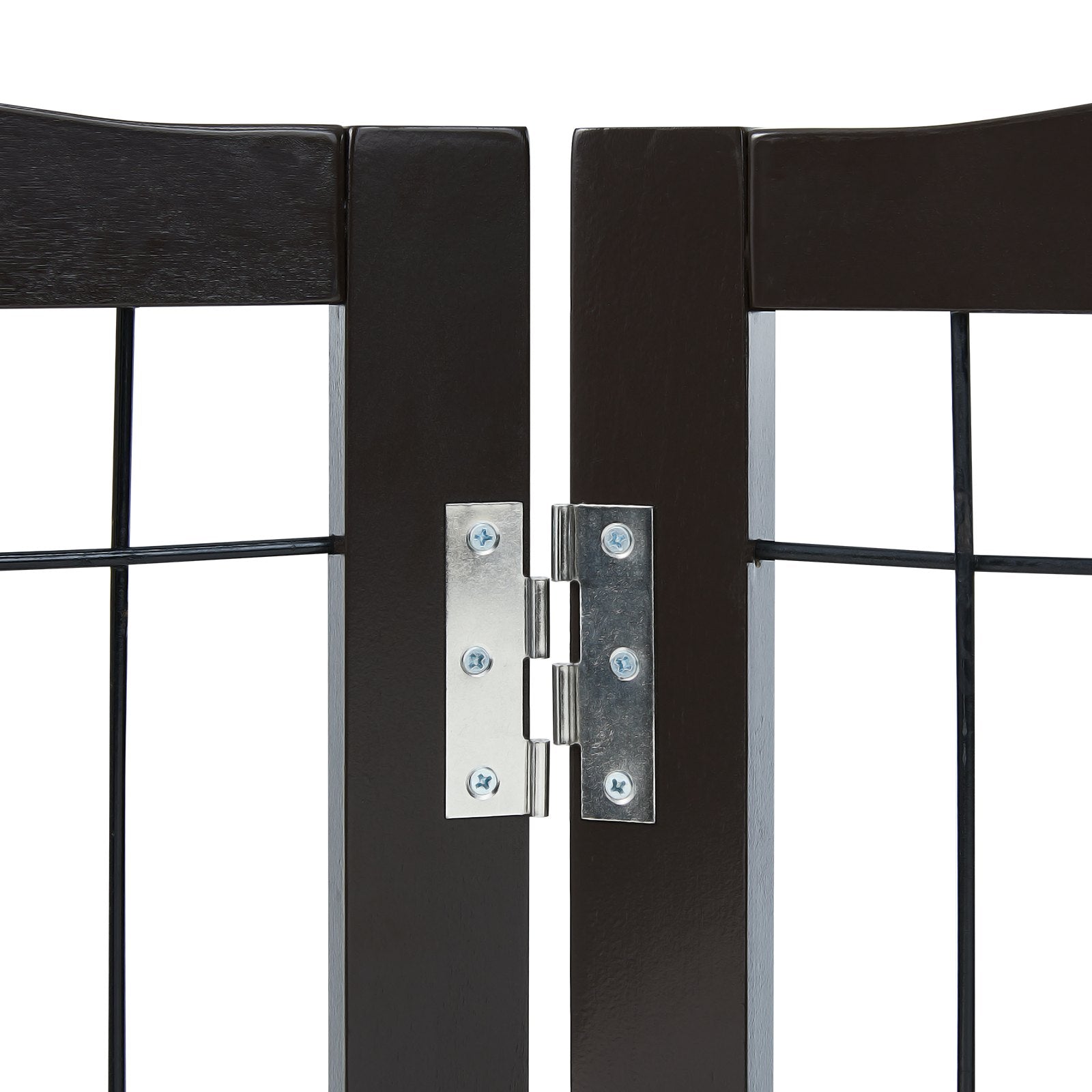 VEVOR Free Standing Dog Gate, 32" H x 96.5" W Freestanding Pet Gate, 4 Panels Foldable Dog Gate for Wide and Narrow Passageways, Expandable Dog Barrier with Silent Foot Support for Indoor, Brown 