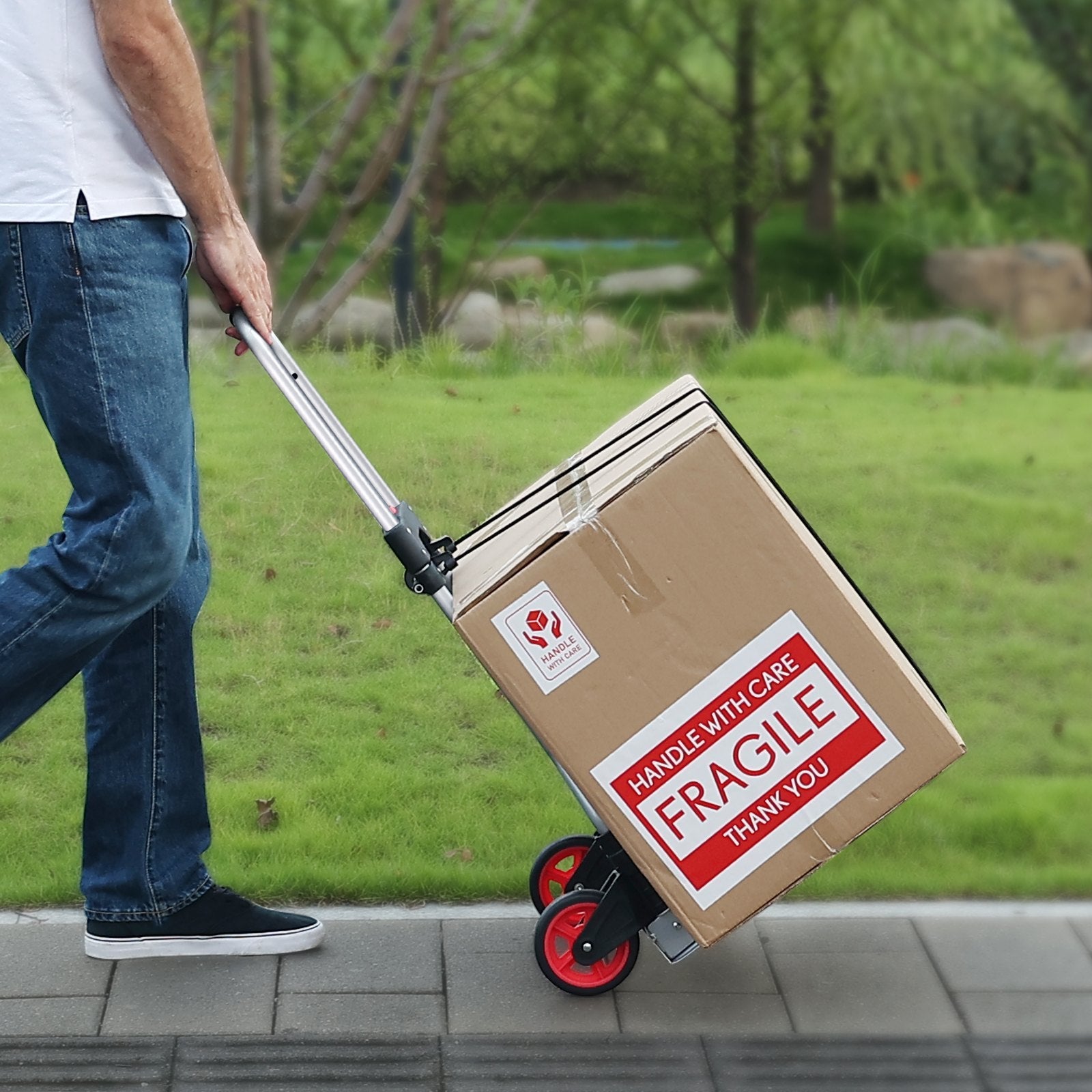 VEVOR Folding Hand Truck, 176 lbs Load Capacity, Aluminum Portable Cart, Convertible Hand Truck and Dolly with Telescoping Handle and Rubber Wheels, Ultra Lightweight Super Strong for Moving Warehouse 