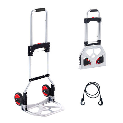 VEVOR Folding Hand Truck, 176 lbs Load Capacity, Aluminum Portable Cart, Convertible Hand Truck and Dolly with Telescoping Handle and Rubber Wheels, Ultra Lightweight Super Strong for Moving Warehouse 