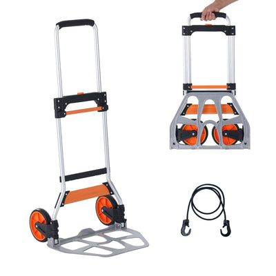 VEVOR Folding Hand Truck, 275 lbs Load Capacity, Aluminum Portable Cart, Convertible Hand Truck and Dolly with Telescoping Handle and PP+TPR Wheels, Ultra Lightweight Super Strong for Moving Warehouse 