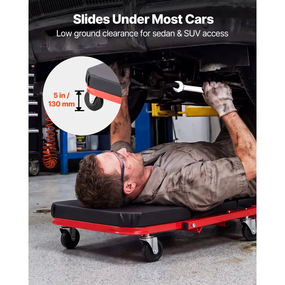 VEVOR 40" 2-in-1 Folding Mechanic Creeper & Rolling Garage Seat – 450 lb Capacity
