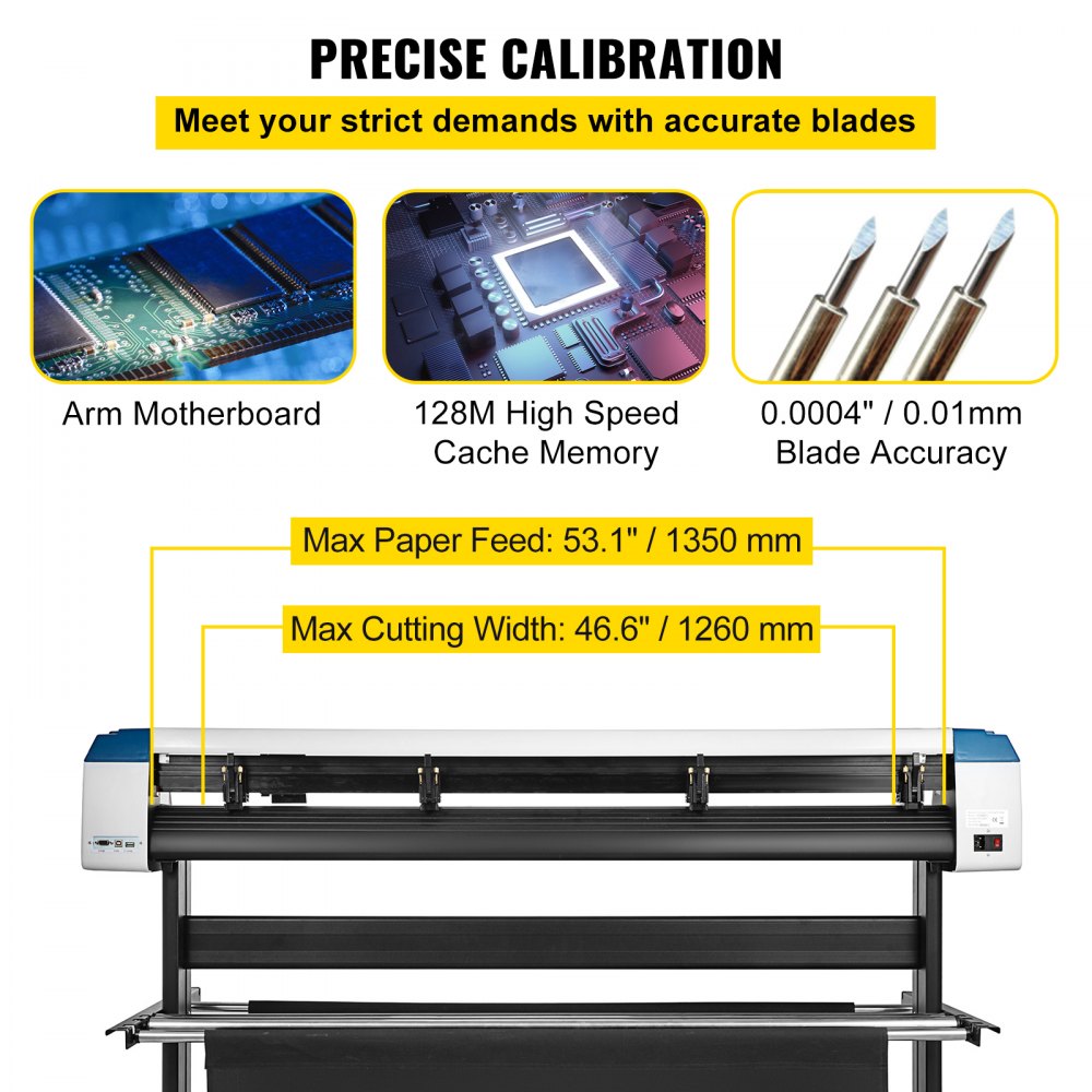 VEVOR Vinyl Cutter 53 Inch Plotter Machine Automatic Paper Feed Vinyl Cutter Plotter Speed Adjustable Sign Cutting with Floor Stand Signmaster Software 