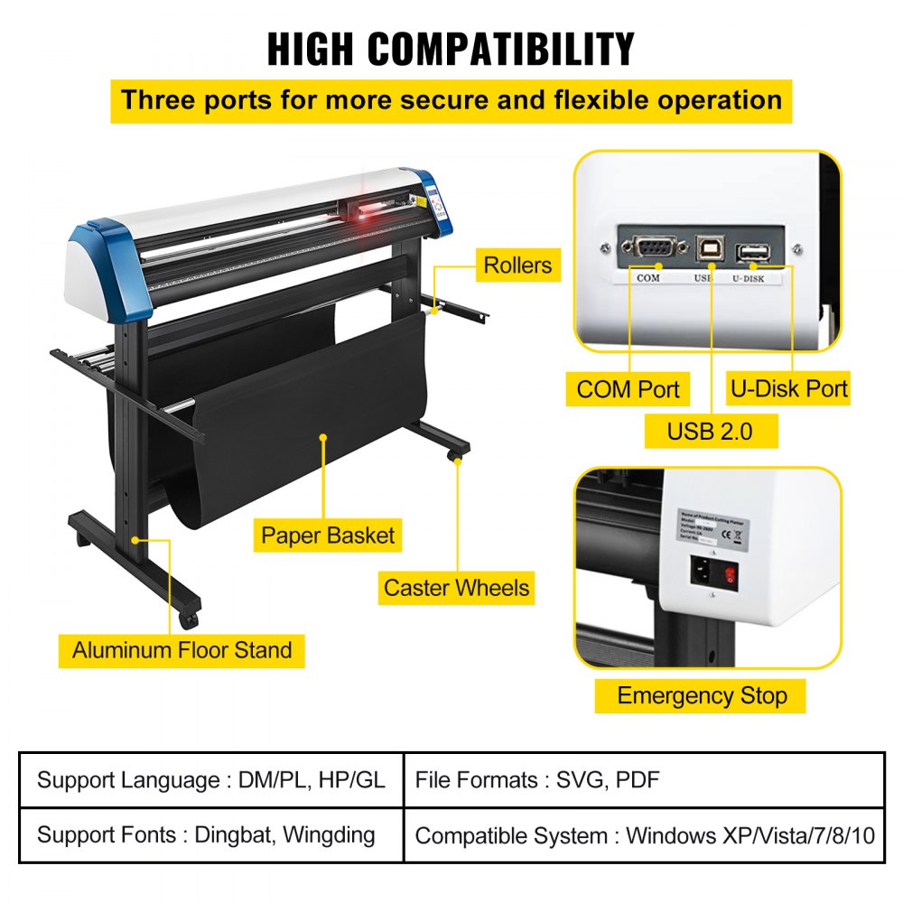 VEVOR Vinyl Cutter 53 Inch Plotter Machine Automatic Paper Feed Vinyl Cutter Plotter Speed Adjustable Sign Cutting with Floor Stand Signmaster Software 