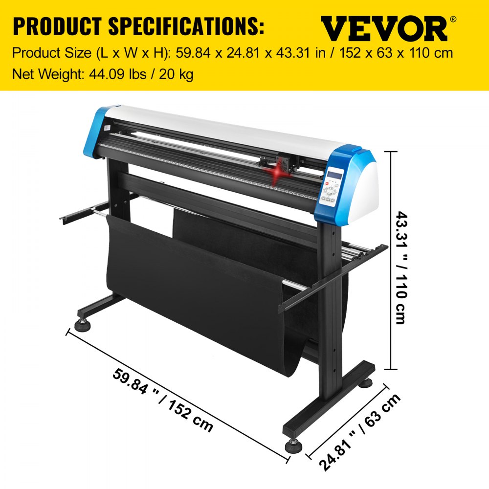 VEVOR Vinyl Cutter 53 Inch Plotter Machine Automatic Paper Feed Vinyl Cutter Plotter Speed Adjustable Sign Cutting with Floor Stand Signmaster Software 