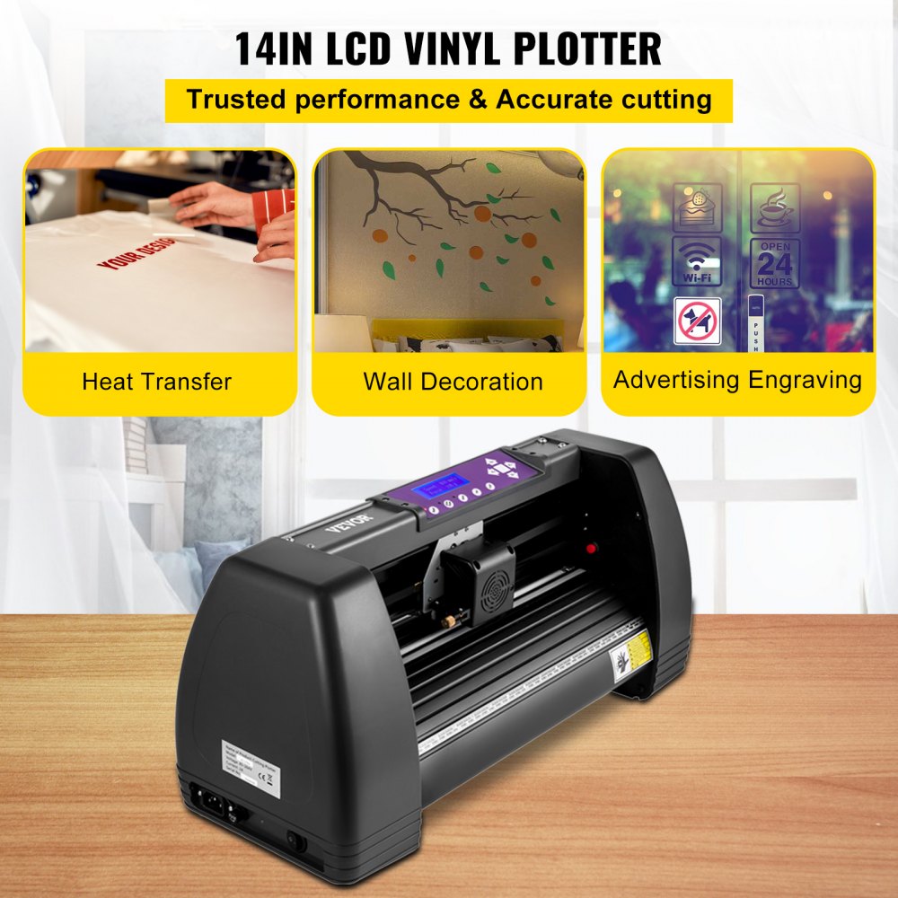VEVOR Vinyl Cutter Off-line 14in / 375mm LCD Plotter Machine U-Disk Windows 