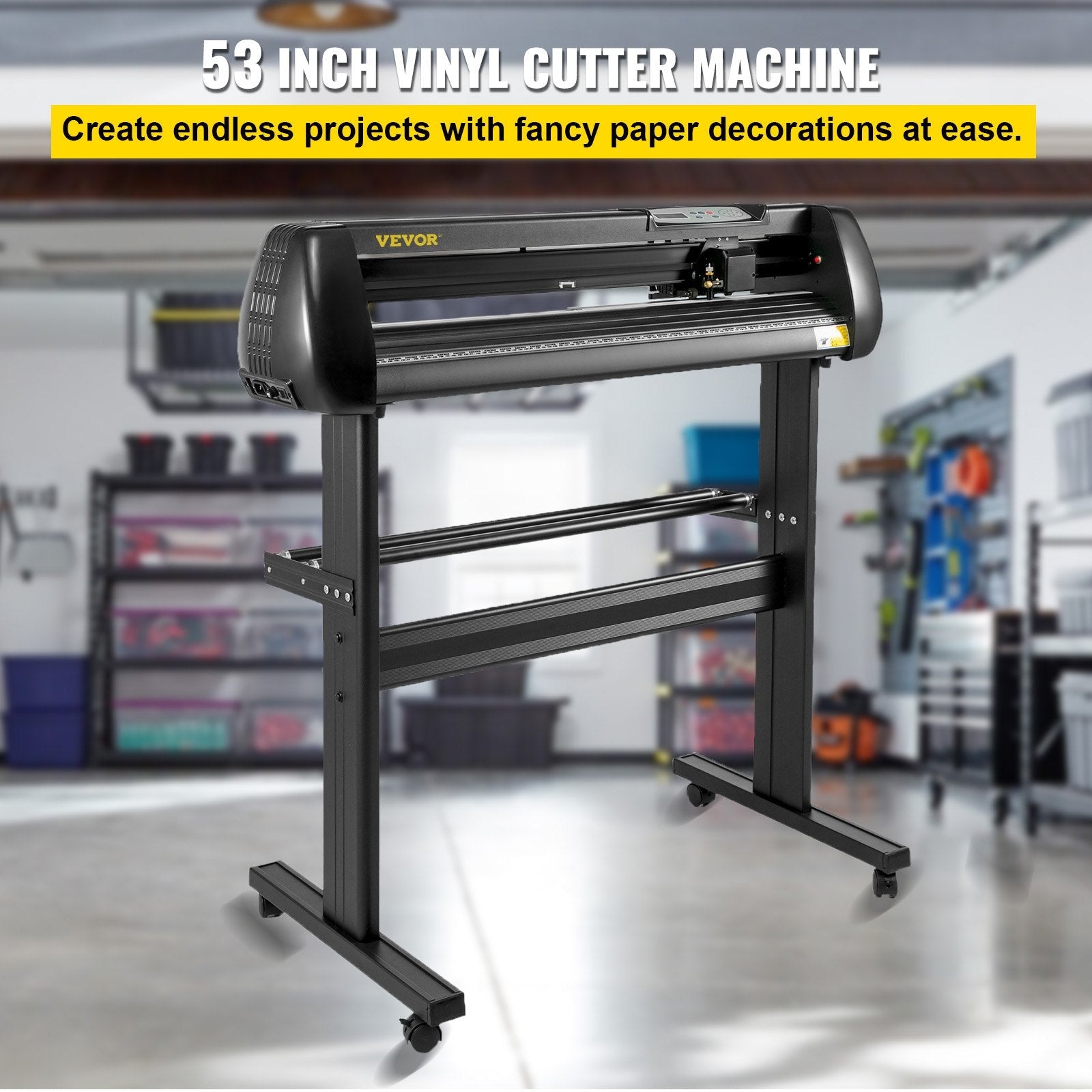 VEVOR Vinyl Cutter, 34 inch Vinyl Cutter Machine 870mm Paper Feed Vinyl Plotter with Floor Stand, Cutting Plotter Machine Adjustable Speed SignMaster Software for Sign Making Labels Windows 
