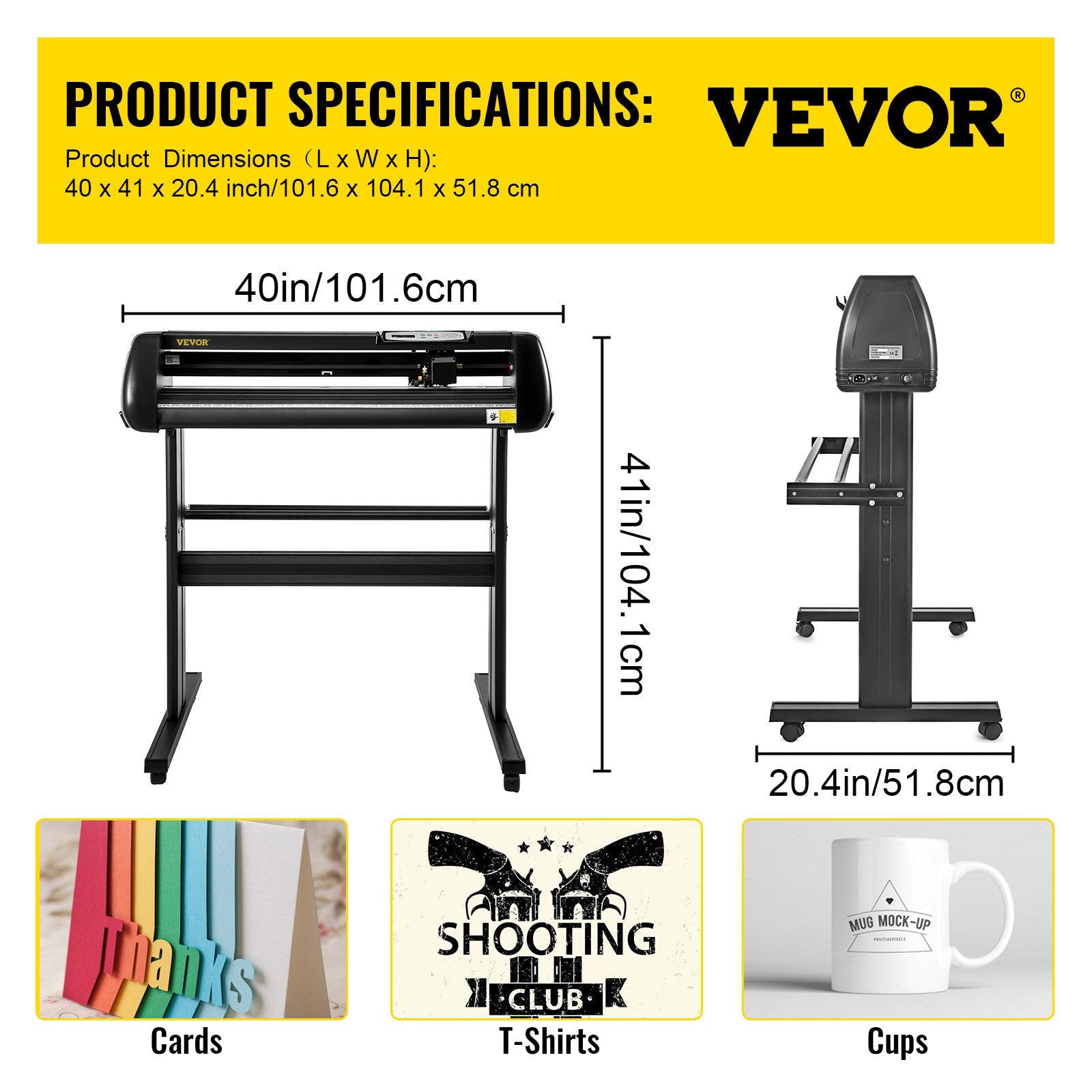 VEVOR Vinyl Cutter, 34 inch Vinyl Cutter Machine 870mm Paper Feed Vinyl Plotter with Floor Stand, Cutting Plotter Machine Adjustable Speed SignMaster Software for Sign Making Labels Windows 