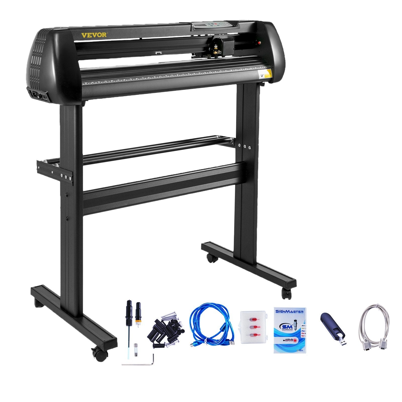 VEVOR Vinyl Cutter, 34 inch Vinyl Cutter Machine 870mm Paper Feed Vinyl Plotter with Floor Stand, Cutting Plotter Machine Adjustable Speed SignMaster Software for Sign Making Labels Windows 