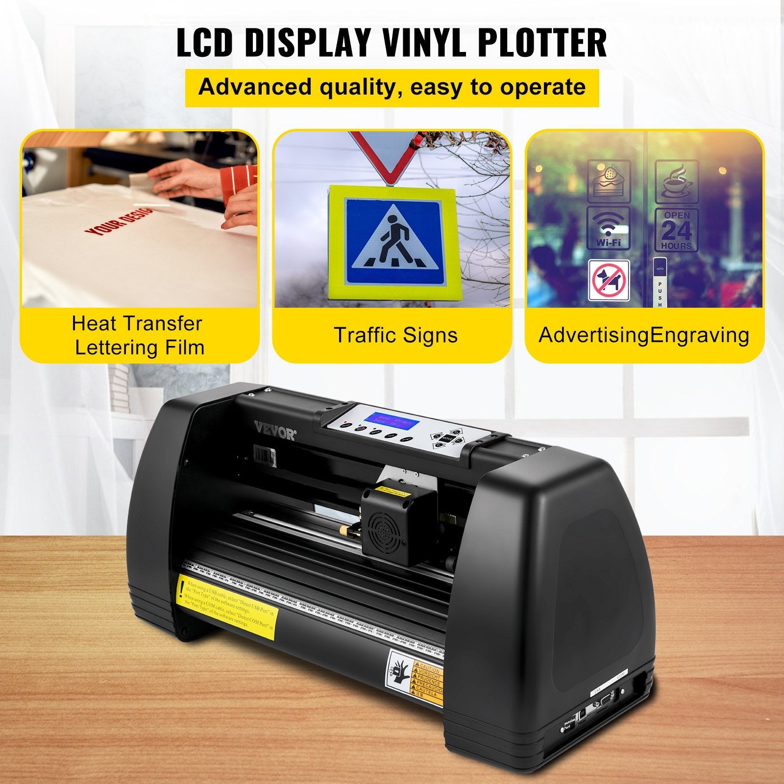 VEVOR Vinyl Cutter Machine, 14in / 375mm, LED Plotter Printer, Precise Manual Positioning, Softwares Support MAC and Windows Systems, Adjustable Force and Speed, Floor Stand for Making Sign Label 