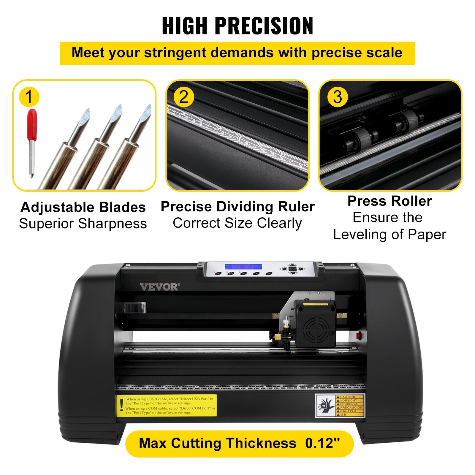 VEVOR Vinyl Cutter Machine, 14in / 375mm, LED Plotter Printer, Precise Manual Positioning, Softwares Support MAC and Windows Systems, Adjustable Force and Speed, Floor Stand for Making Sign Label 