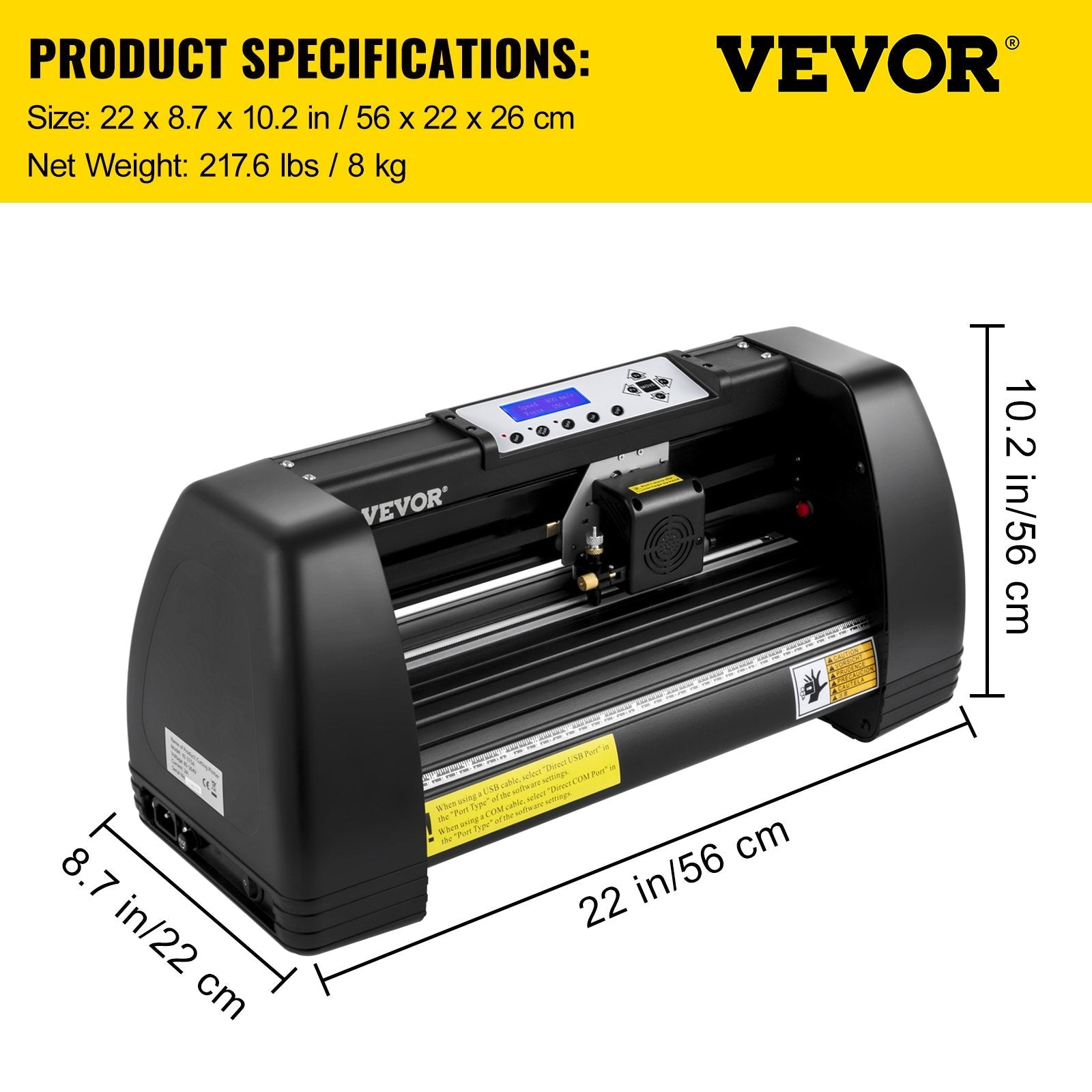 VEVOR Vinyl Cutter Machine, 14in / 375mm, LED Plotter Printer, Precise Manual Positioning, Softwares Support MAC and Windows Systems, Adjustable Force and Speed, Floor Stand for Making Sign Label 