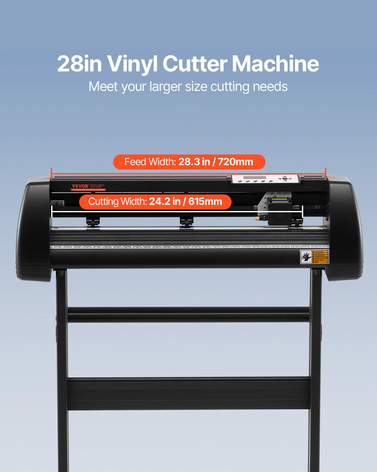 VEVOR Vinyl Cutter Machine, 28in / 720mm, LED Plotter Printer, Precise Manual Positioning, Softwares Support MAC and Windows Systems, Adjustable Force and Speed, Floor Stand for Making Sign Label 