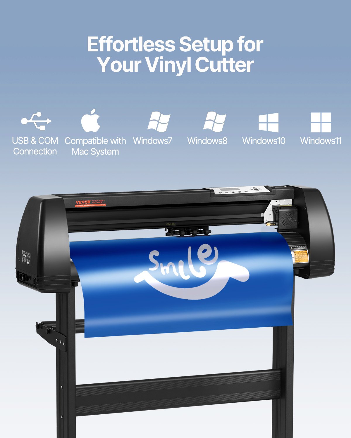 VEVOR Vinyl Cutter Machine, 28in / 720mm, LED Plotter Printer, Precise Manual Positioning, Softwares Support MAC and Windows Systems, Adjustable Force and Speed, Floor Stand for Making Sign Label 