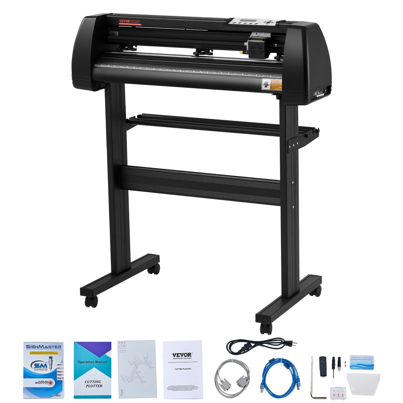 VEVOR Vinyl Cutter Machine, 28in / 720mm, LED Plotter Printer, Precise Manual Positioning, Softwares Support MAC and Windows Systems, Adjustable Force and Speed, Floor Stand for Making Sign Label 