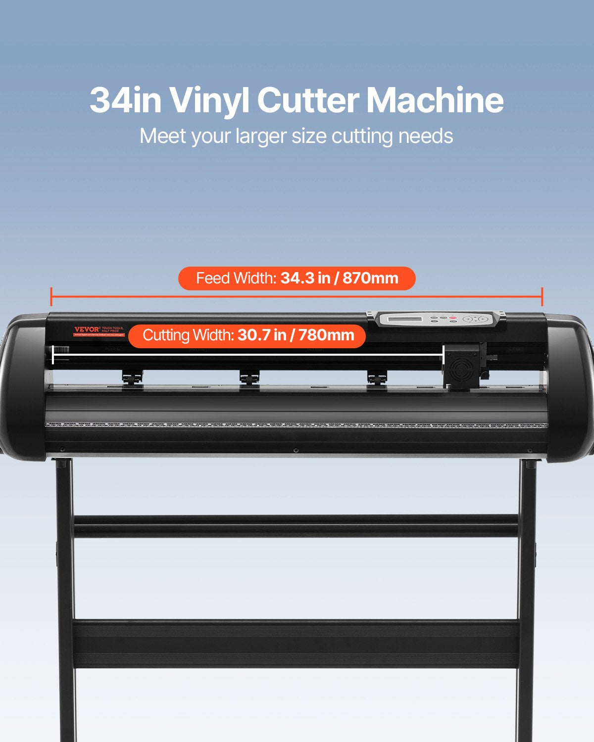 VEVOR Vinyl Cutter Machine, 34in Offline Bluetooth Cutting Plotter Machine, 400in/10m Steel Roller Shaft Adjustable Speed Force, SignMaster Software Tool DIY Craft Kit for Sign Making Windows & Mobile 