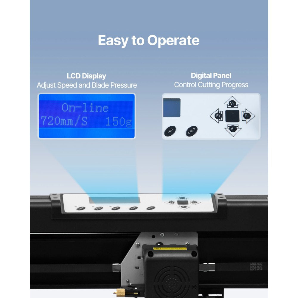 VEVOR Vinyl Cutter Machine, 28inch Vinyl Plotter, LCD Display Plotter Cutter, Adjustable Double-Spring Pinch Rollers Sign Cutting Plotter, Plotter with Signmaster Software for Design and Cut 