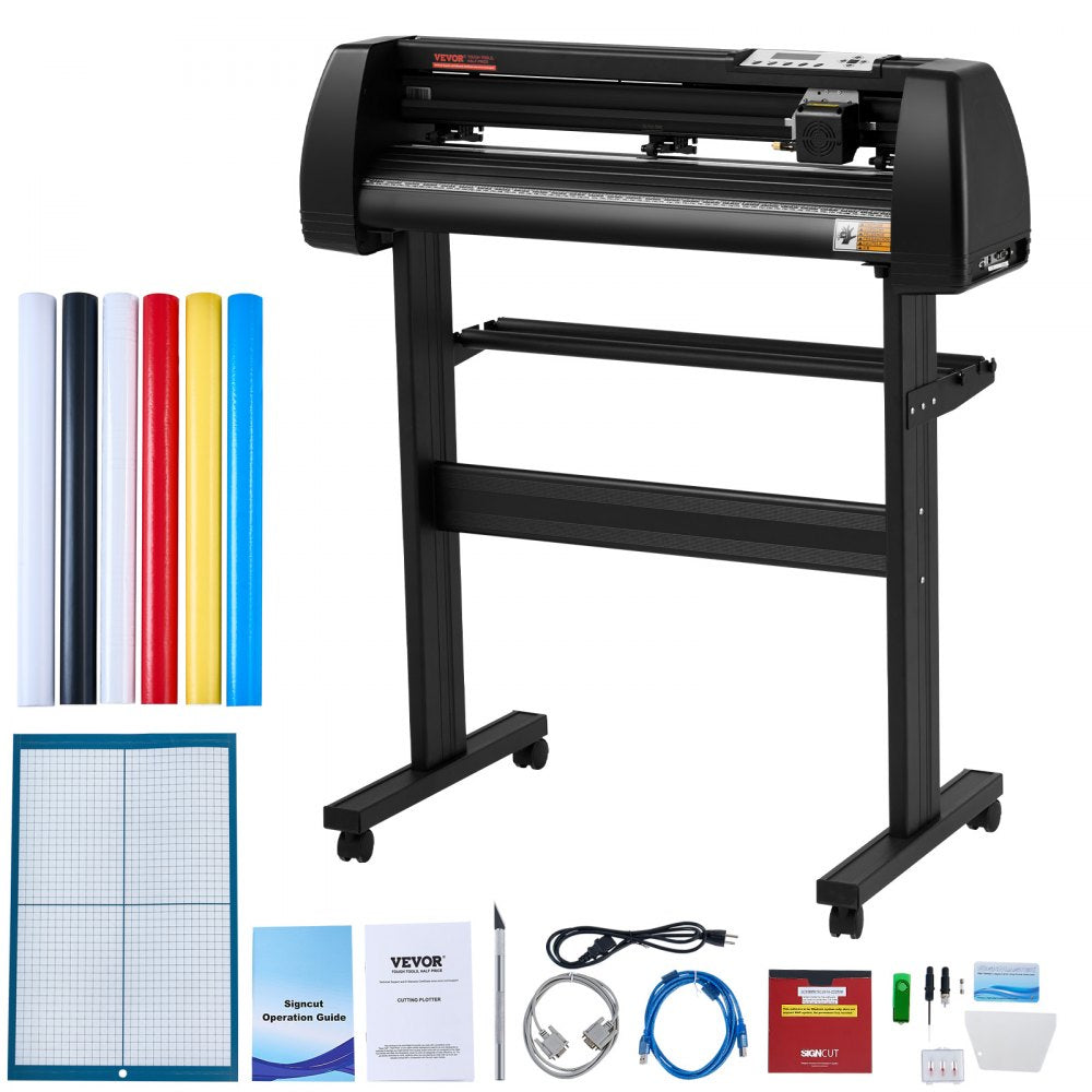 VEVOR Vinyl Cutter Machine, 28inch Vinyl Plotter, LCD Display Plotter Cutter, Adjustable Double-Spring Pinch Rollers Sign Cutting Plotter, Plotter with Signmaster Software for Design and Cut 