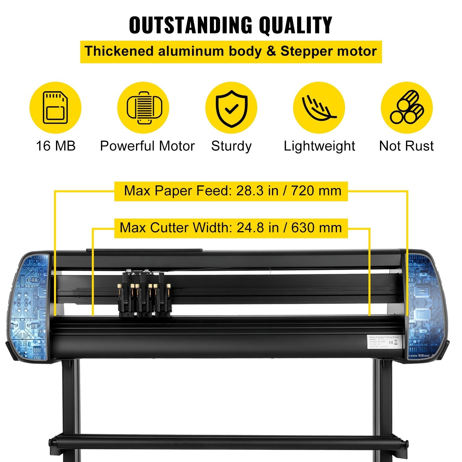 VEVOR Vinyl Cutter Machine, Upgraded 28 Inch Paper Feed Cutting Plotter Bundle, Adjustable Force & Speed Vinyl Printer with Powerful Stepper Motors, Signmaster Software Compatible with Windows System 