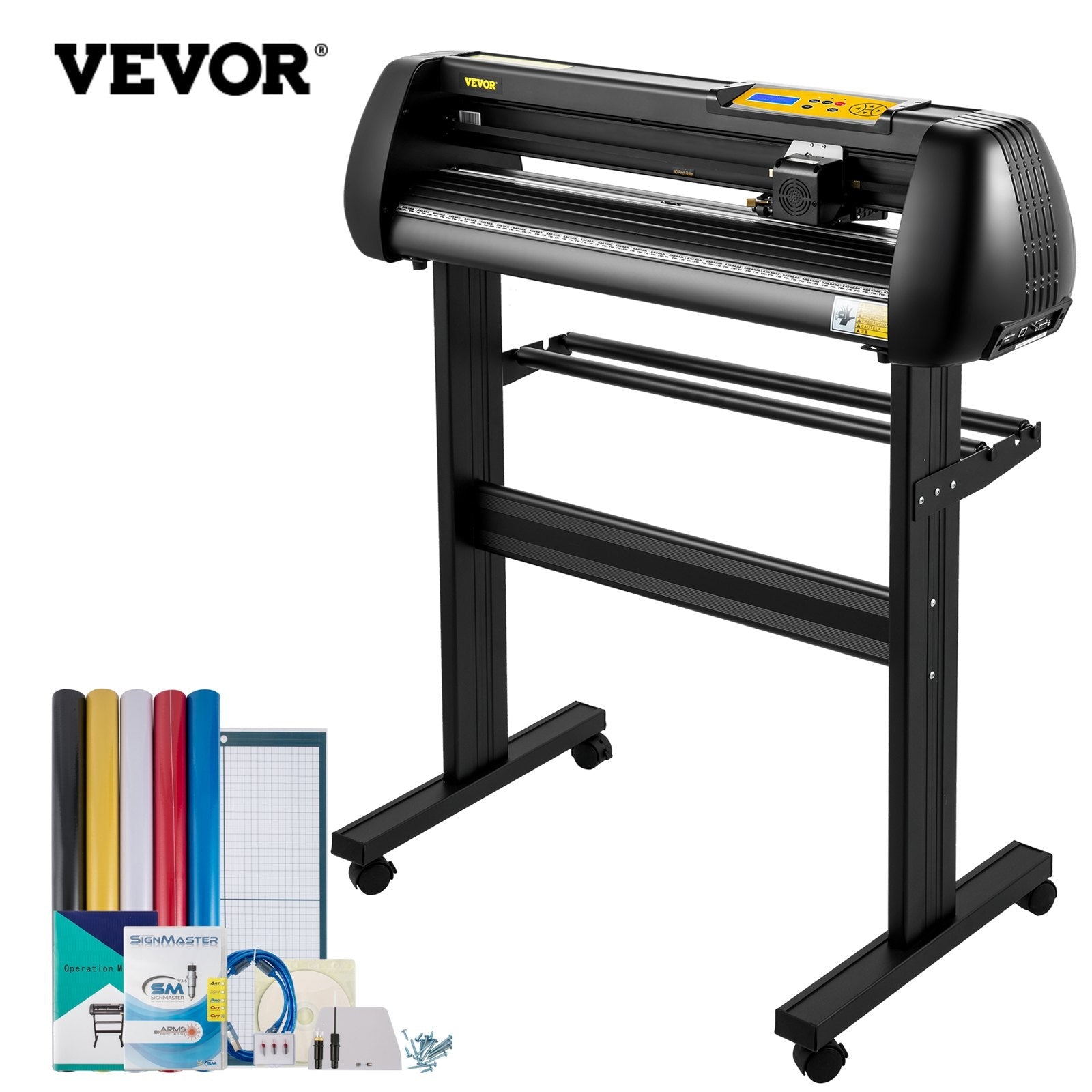 VEVOR Vinyl Cutter Machine, Upgraded 28 Inch Paper Feed Cutting Plotter Bundle, Adjustable Force & Speed Vinyl Printer with Powerful Stepper Motors, Signmaster Software Compatible with Windows System 