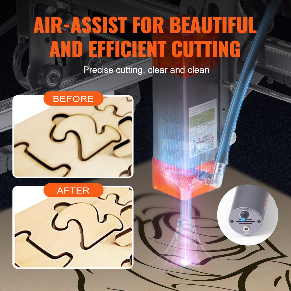 VEVOR Laser Engraver, 10W Output Laser Engraving Machine, 15.7" x 15.7" Large Working Area, 10000mm/min Movement Speed, Compressed Spot with Rotary Roller, Laser Cutter for Wood, Metal, Acrylic 