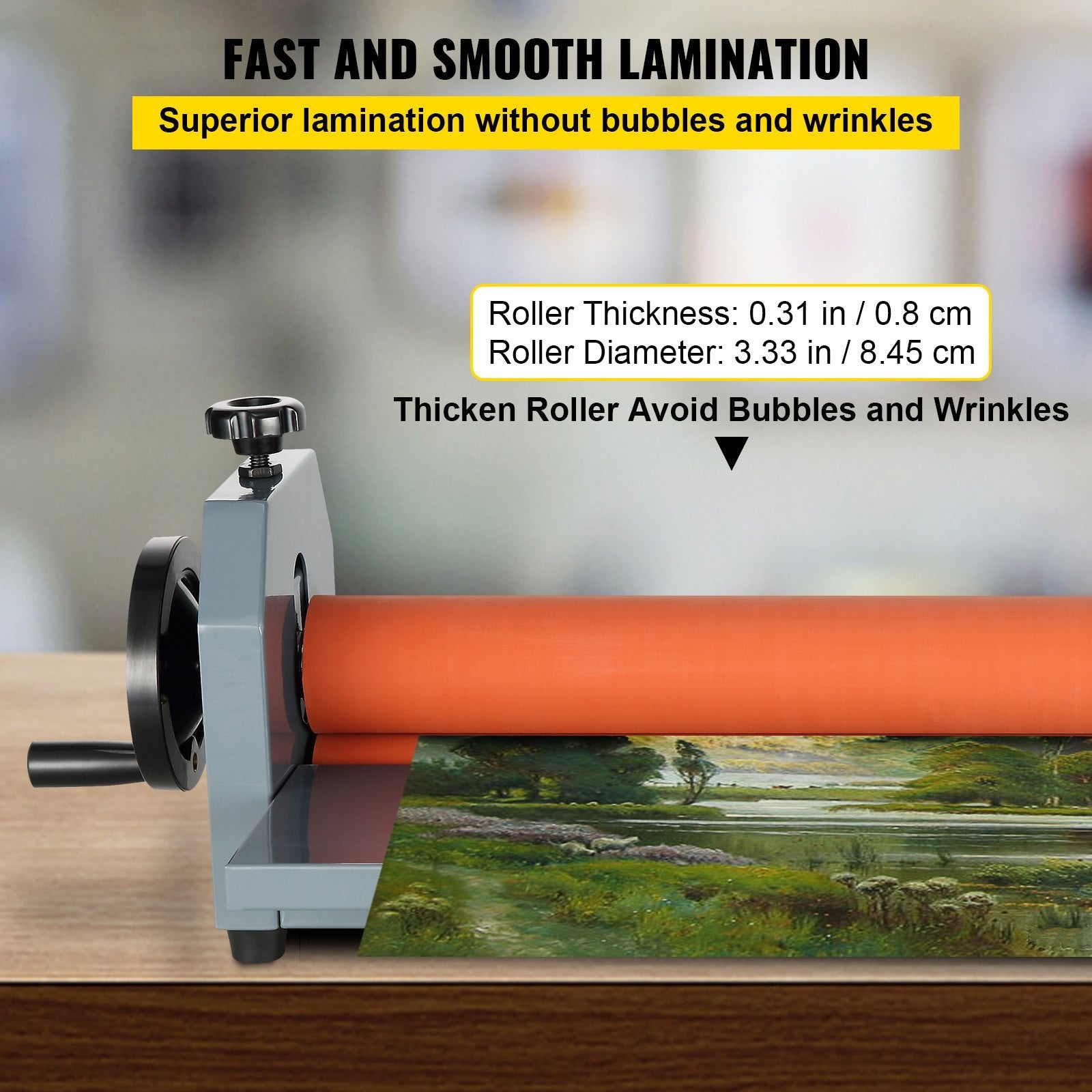 VEVOR 51 Inch Cold Laminator Machine 10mm Manual Vinyl Photo Film Cold laminator Hand Crank Pressure Cold Roll laminator(51Inch) 