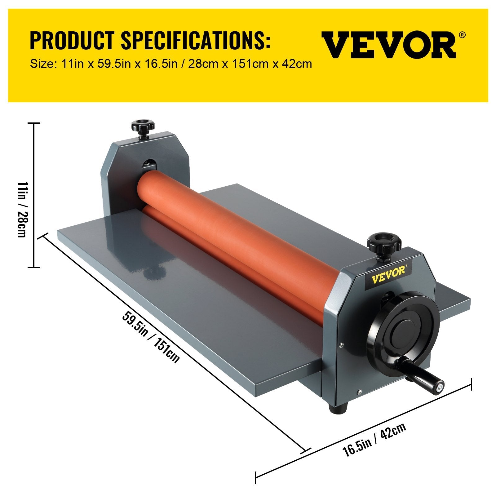 VEVOR 51 Inch Cold Laminator Machine 10mm Manual Vinyl Photo Film Cold laminator Hand Crank Pressure Cold Roll laminator(51Inch) 