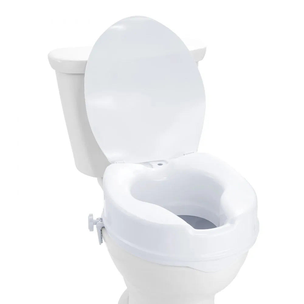 VEVOR Raised Toilet Seat, 4" Height Raised, 300 lbs Weight Capacity, Universal Toilet Seat Riser, Screw Rod Locking, with Toilet Seat, for Elderly, Handicap, Patient, Pregnant, Medical