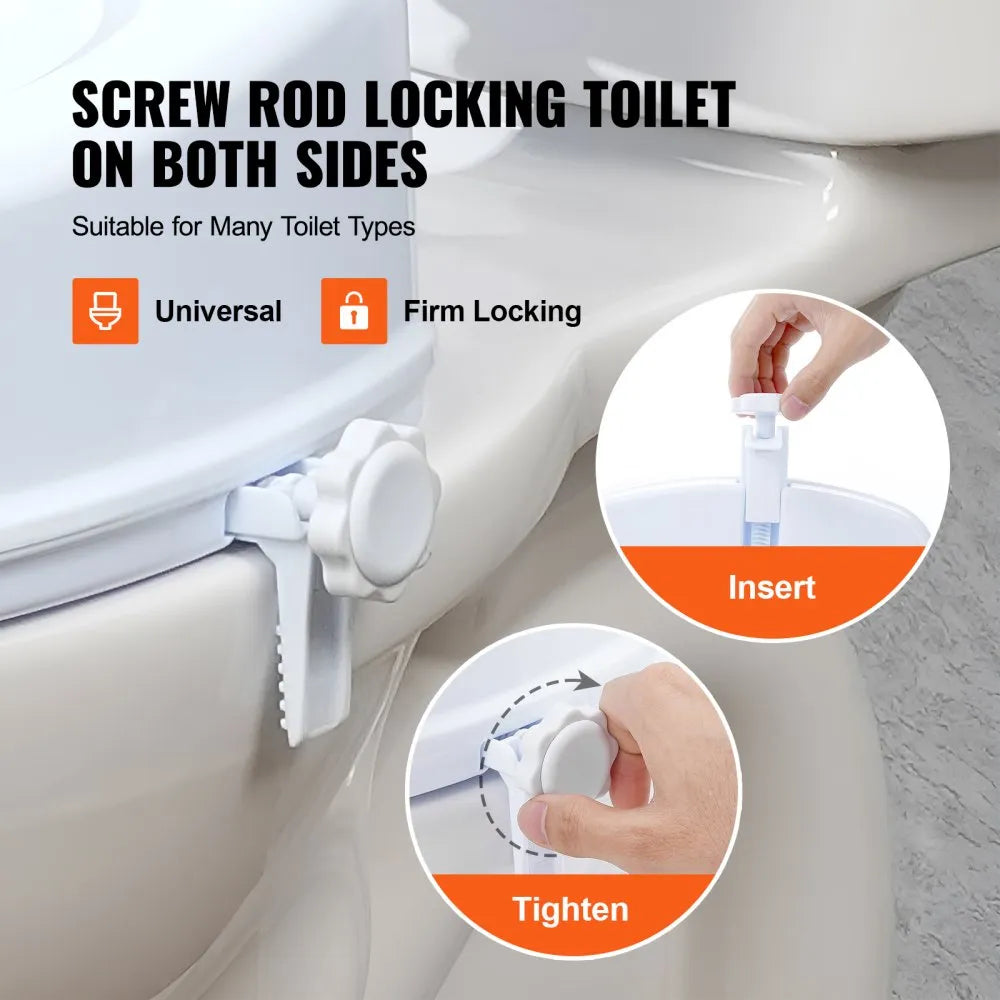 VEVOR Raised Toilet Seat, 5" Height Raised, 300 lbs Weight Capacity, Universal Toilet Seat Riser, Screw Rod Locking, with Toilet Seat, for Elderly, Handicap, Patient, Pregnant, Medical