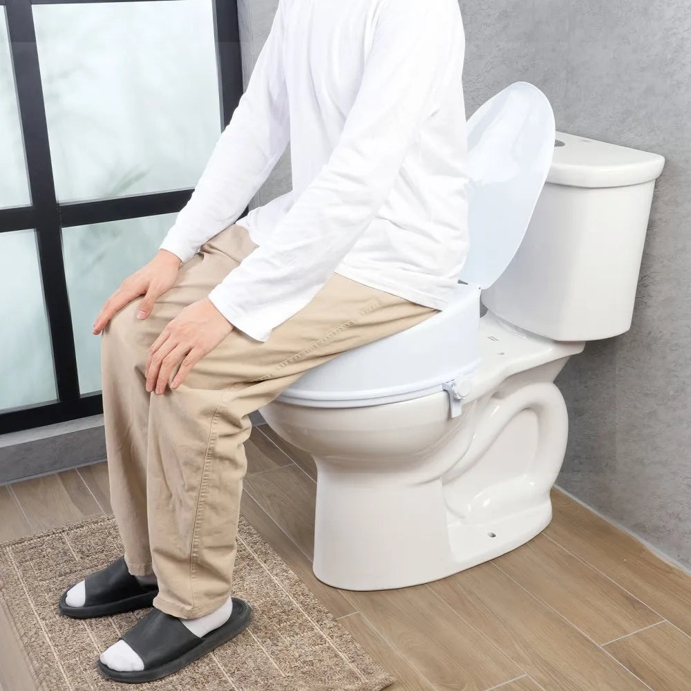VEVOR Raised Toilet Seat, 5" Height Raised, 300 lbs Weight Capacity, Universal Toilet Seat Riser, Screw Rod Locking, with Toilet Seat, for Elderly, Handicap, Patient, Pregnant, Medical