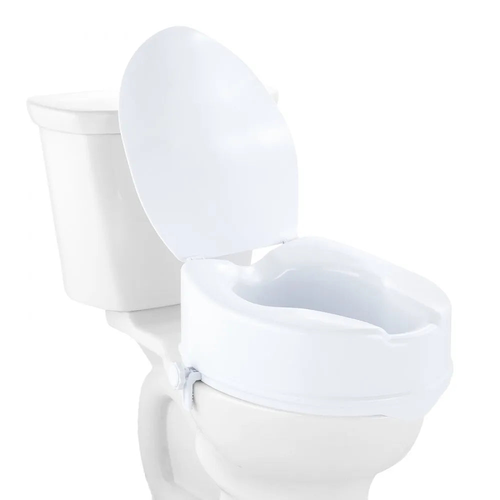 VEVOR Raised Toilet Seat, 5" Height Raised, 300 lbs Weight Capacity, Universal Toilet Seat Riser, Screw Rod Locking, with Toilet Seat, for Elderly, Handicap, Patient, Pregnant, Medical