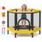Kids Mini Trampoline with Enclosure Net & Basketball Hoop, Indoor Outdoor Toddler Trampoline, 132 lb Capacity, Activity Play Center for Boys & Girls