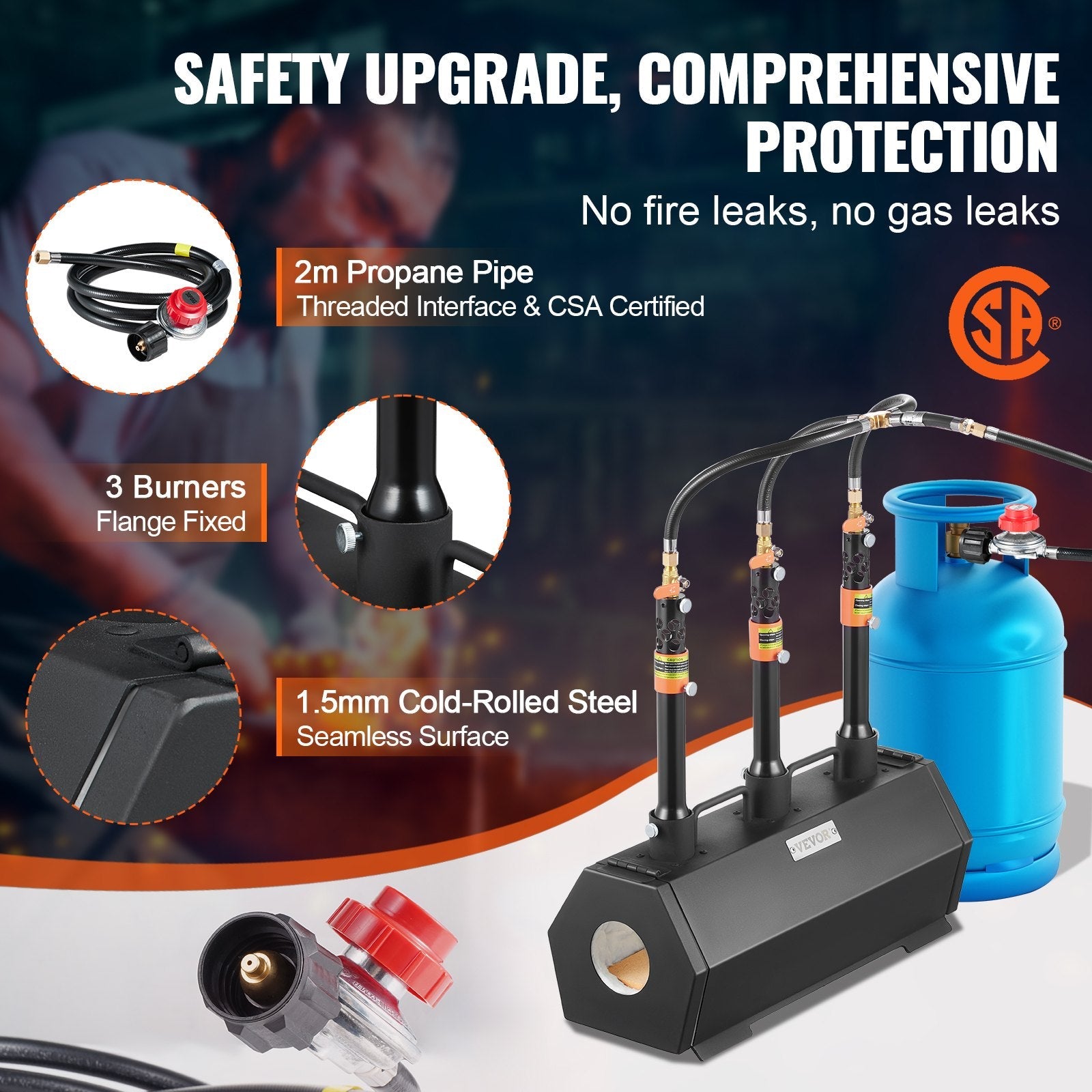 VEVOR Portable Propane Forge 3 Burner Farrier Forge 2600? Tool Knife Metal Forge 