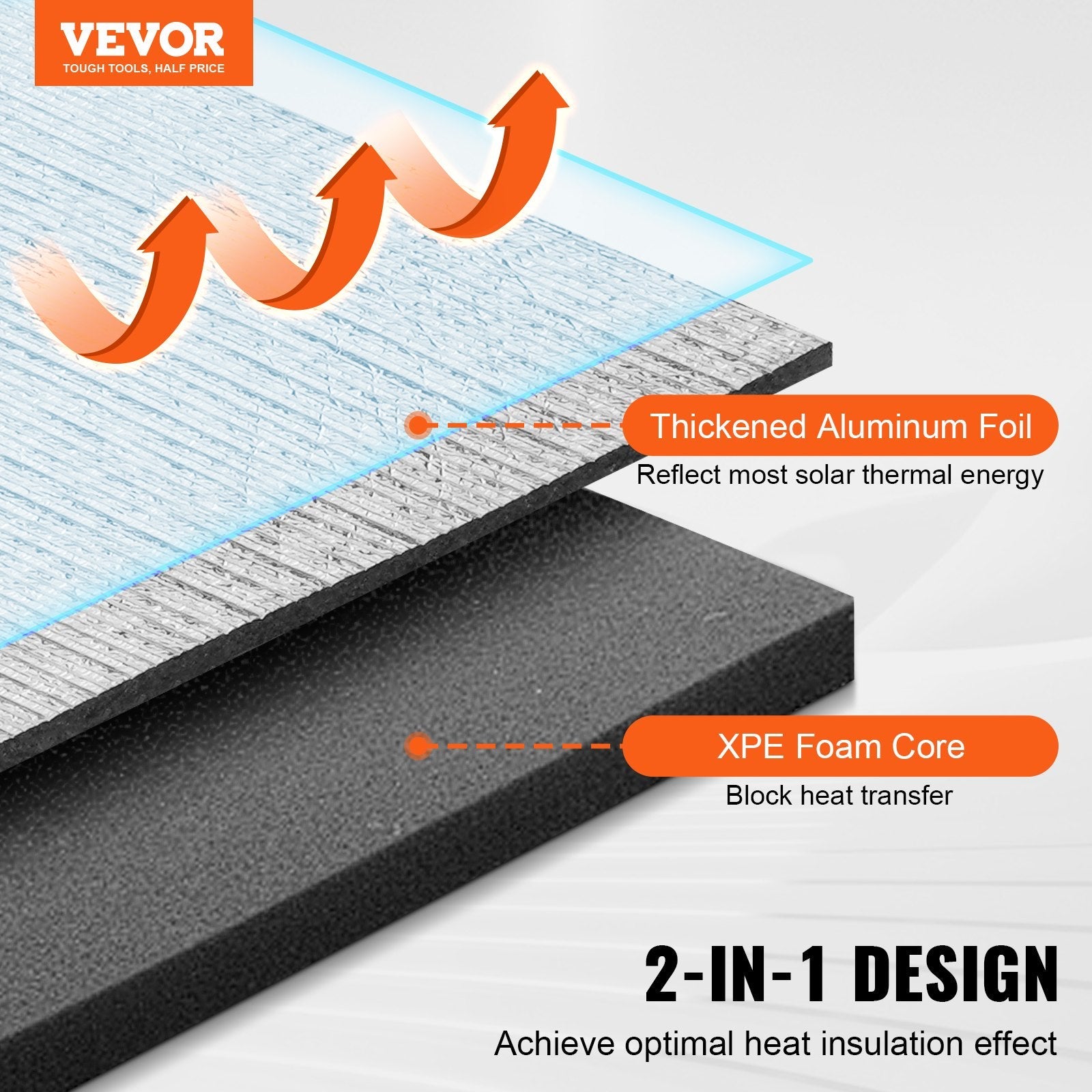 VEVOR Insulation Roll Aluminum Foil XPE Foam Core Radiant Barrier 40 in x 5 ft 