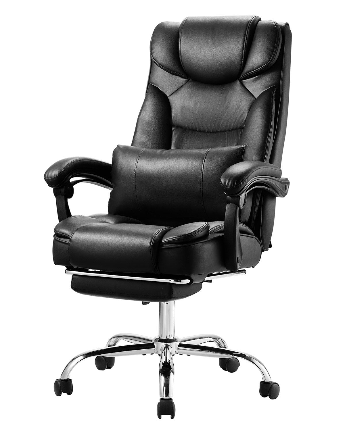 VEVOR Executive Chair High Back Office Chair with Footrest Lumbar Pillow Black 