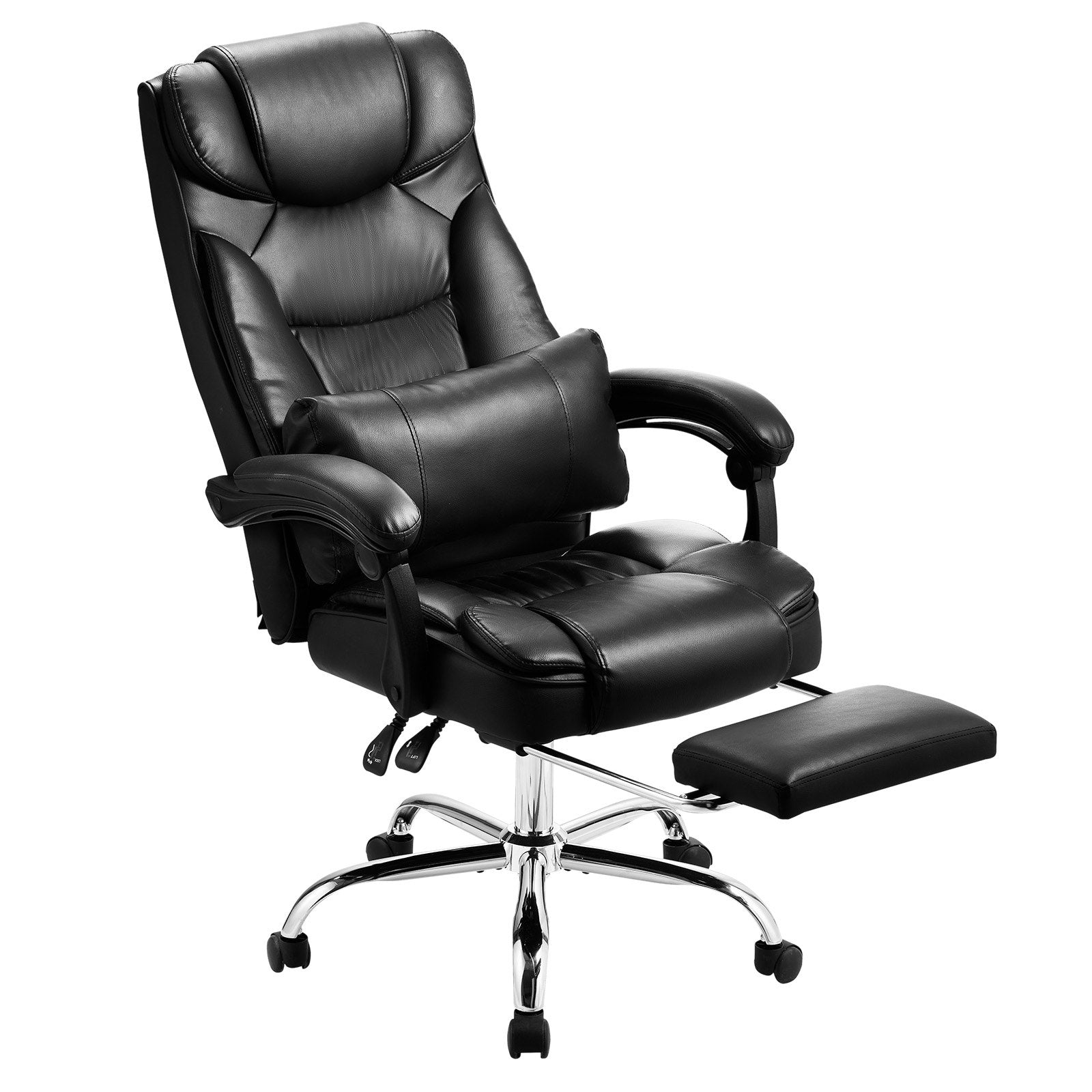 VEVOR Executive Chair High Back Office Chair with Footrest Lumbar Pillow Black 