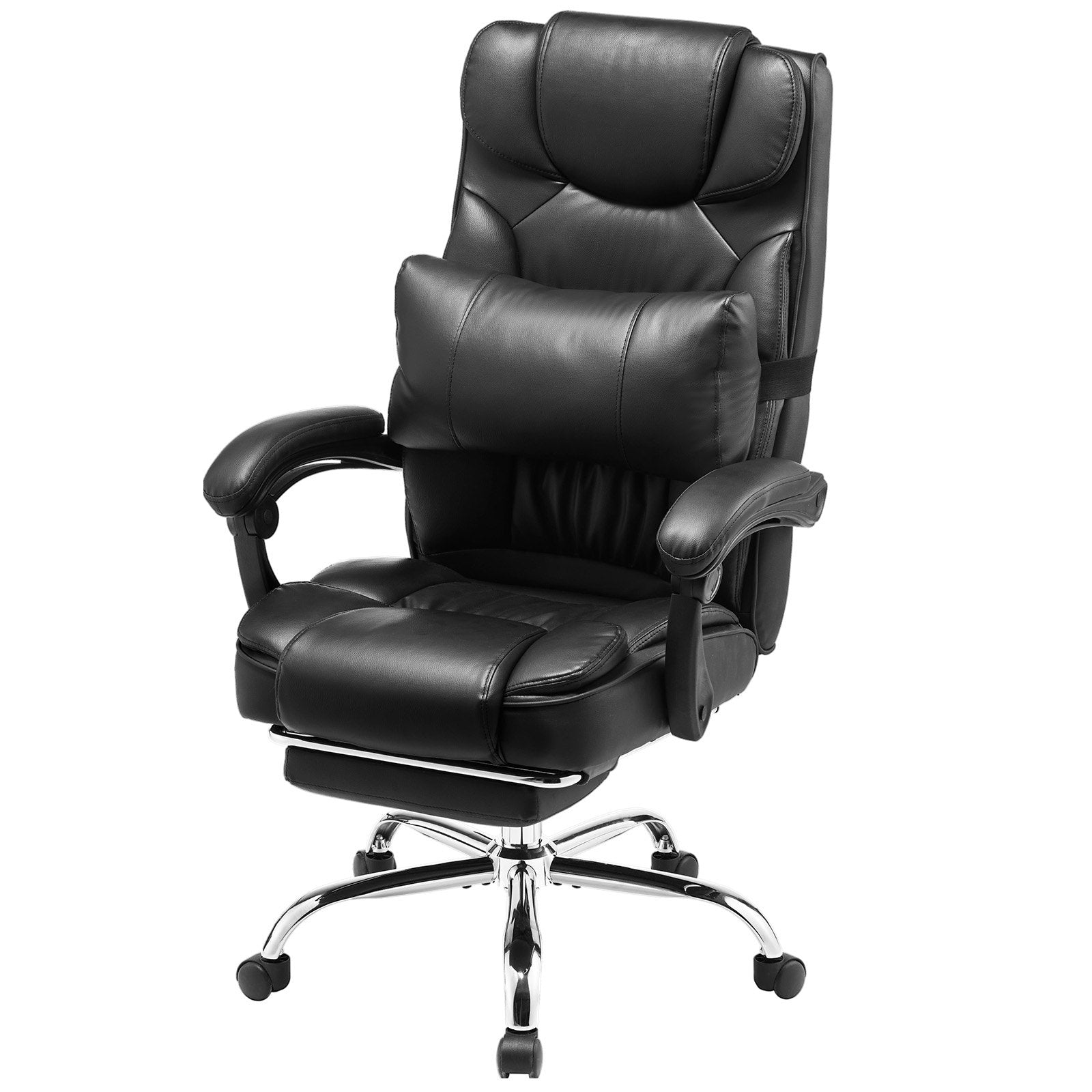 VEVOR Executive Chair High Back Office Chair with Footrest Lumbar Pillow Black 
