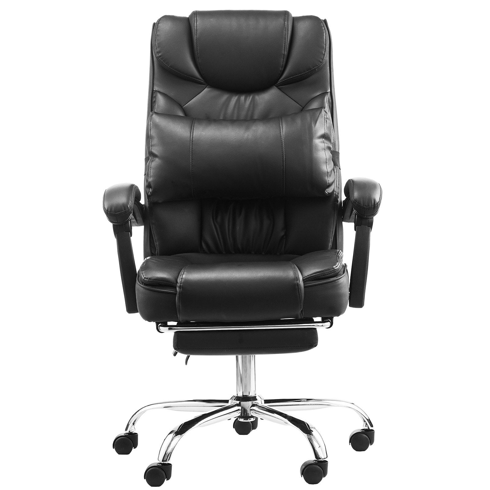 VEVOR Executive Chair High Back Office Chair with Footrest Lumbar Pillow Black 