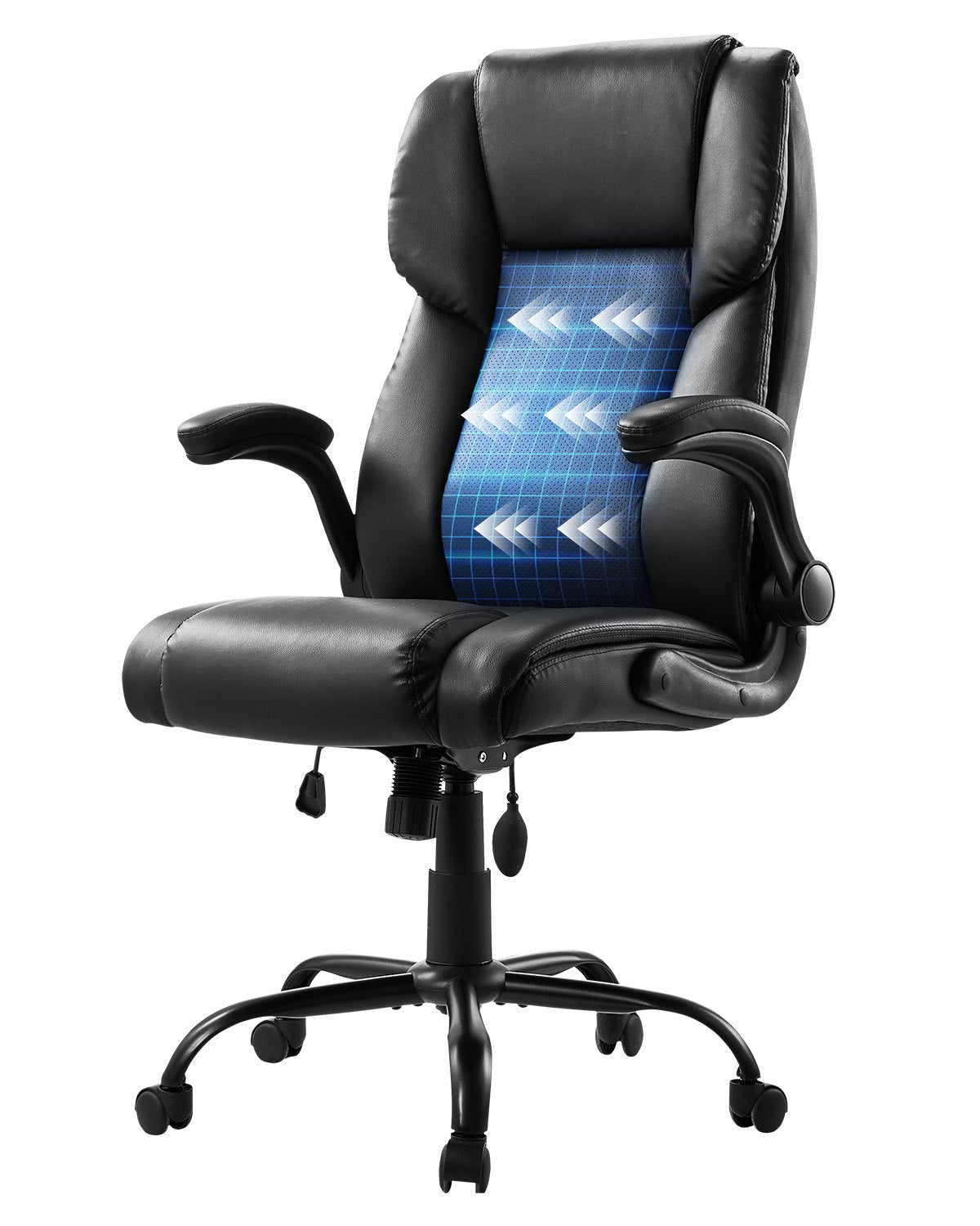 VEVOR Executive Chair High Back Desk Chair Flip-up Armrests Lumbar Support Black 