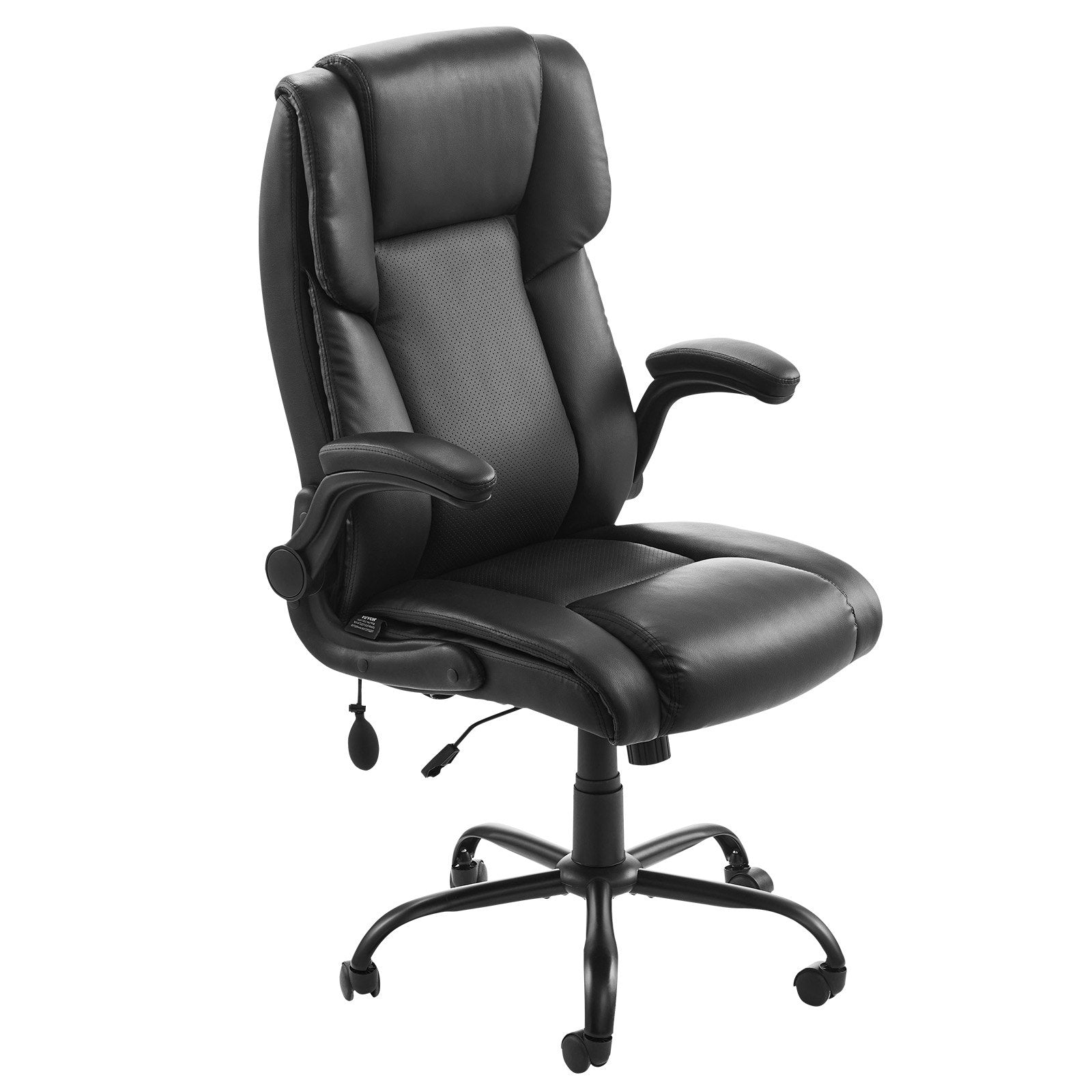 VEVOR Executive Chair High Back Desk Chair Flip-up Armrests Lumbar Support Black 