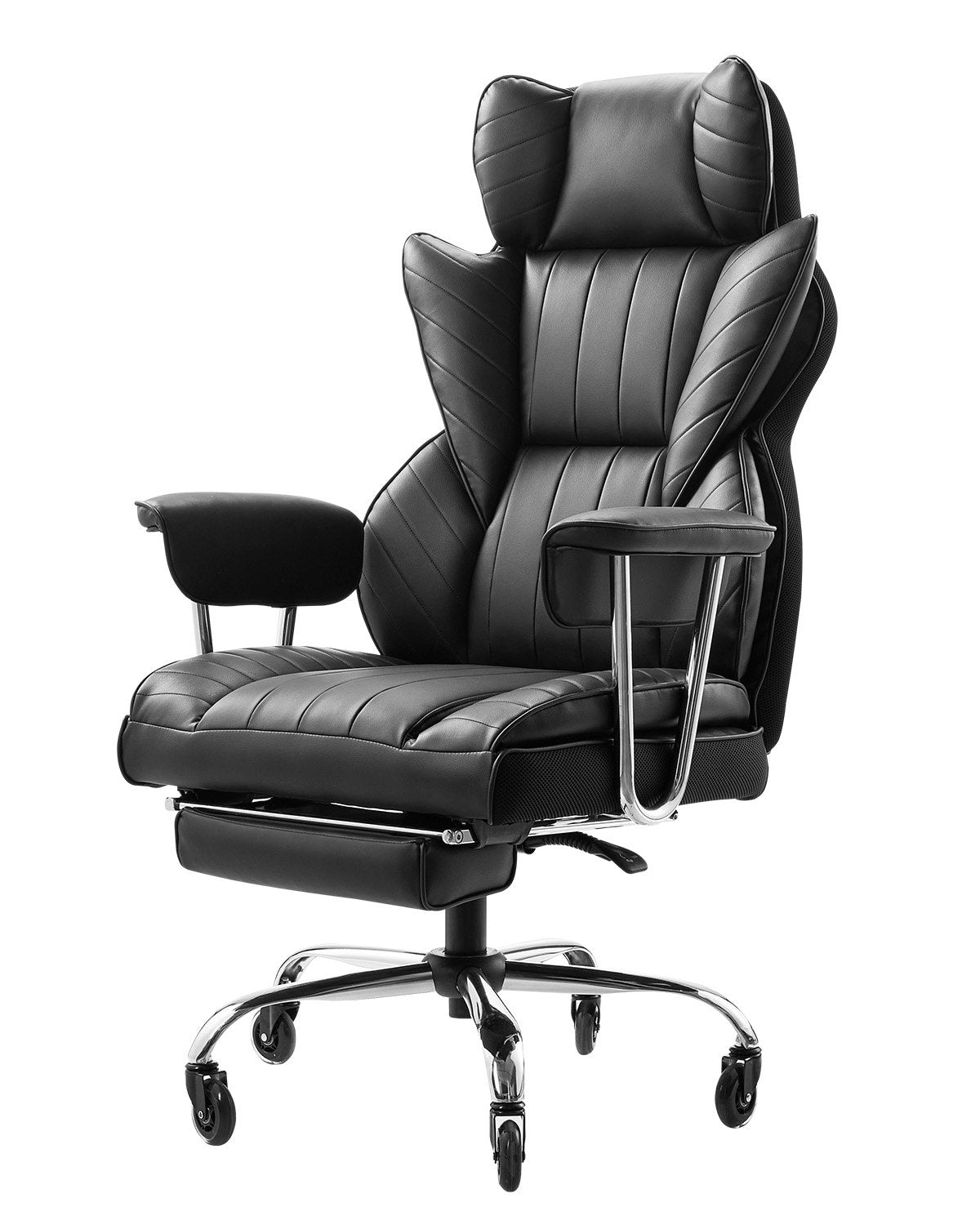 VEVOR Executive Office Chair High Back Chair Footrest & Removable Armrests Black 