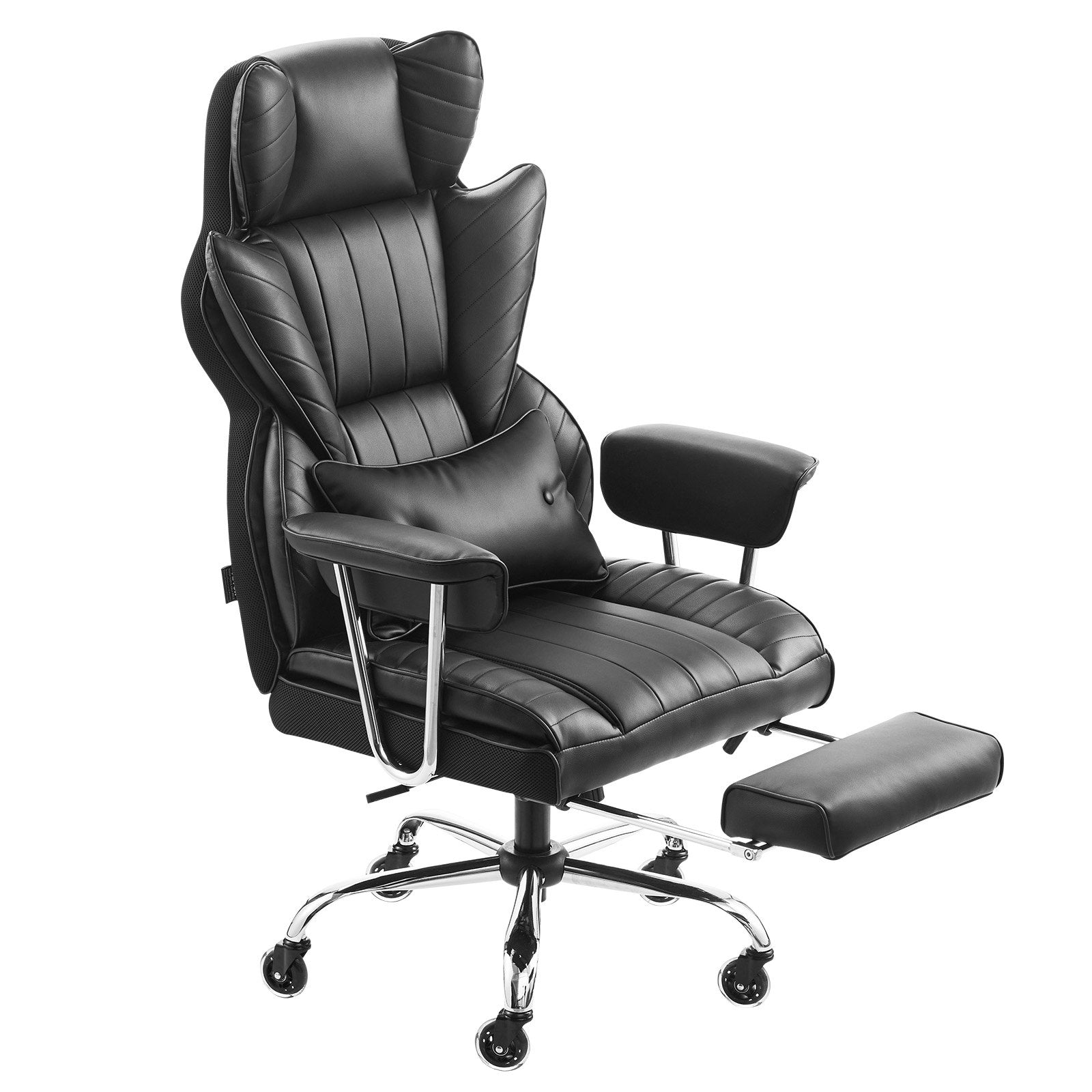 VEVOR Executive Office Chair High Back Chair Footrest & Removable Armrests Black 