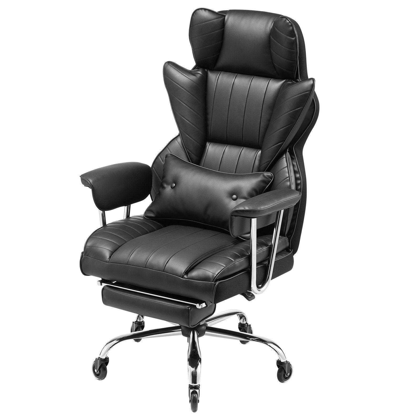 VEVOR Executive Office Chair High Back Chair Footrest & Removable Armrests Black 