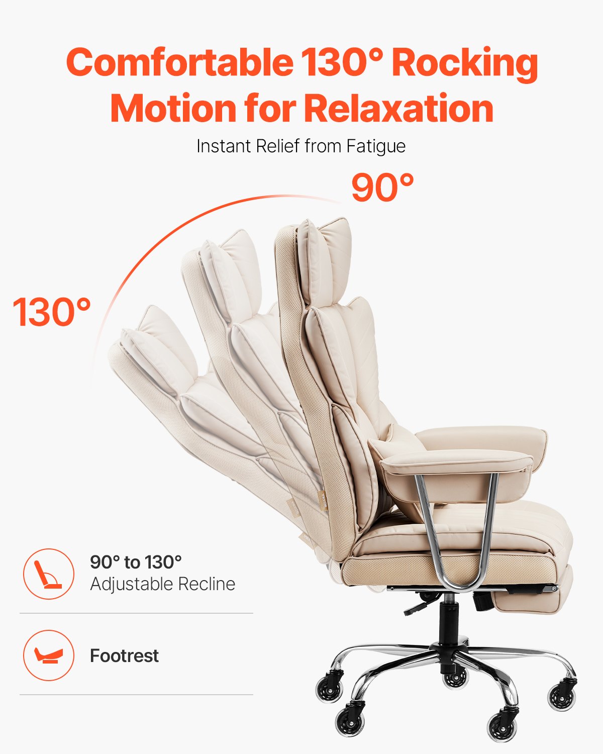 VEVOR Executive Office Chair High Back Chair Footrest & Removable Armrests Brown 